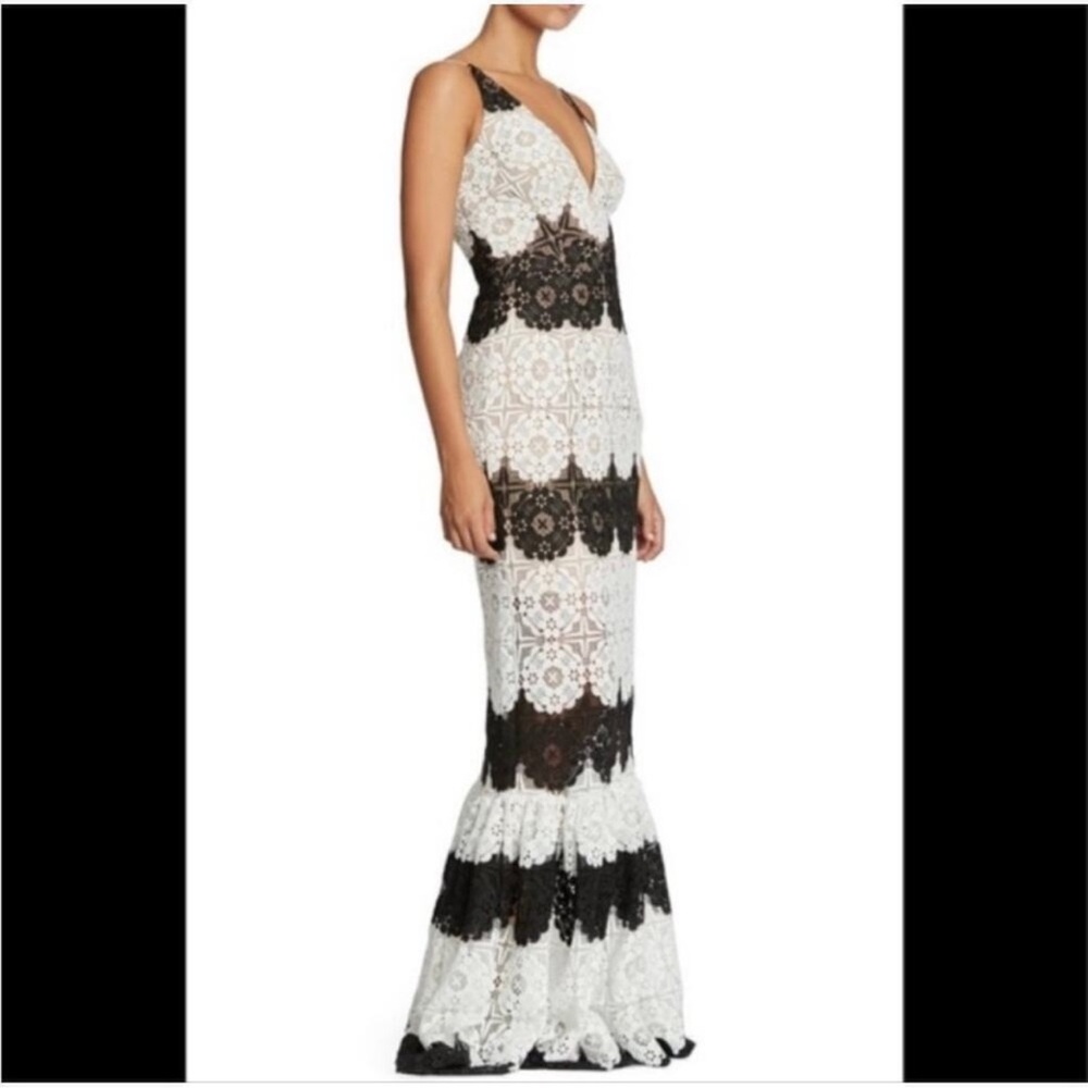 Dress the Population Black and White Lace Maxi Dress